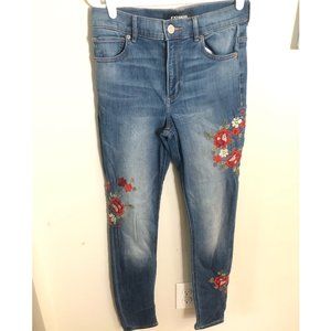 Express Floral Embroidered Jeans